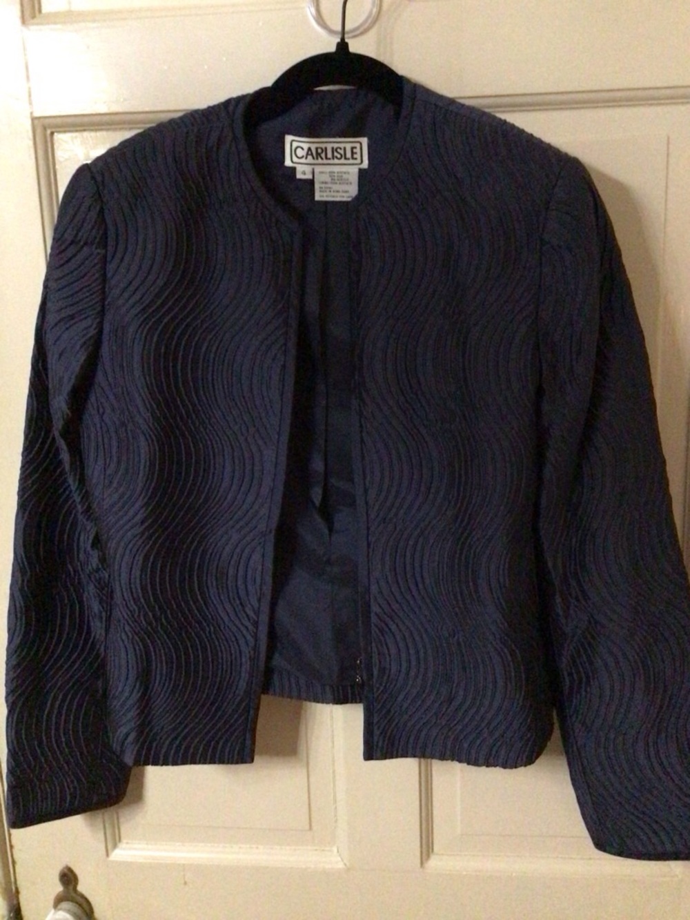 Carlisle Navy Textured Open-Front Blazer